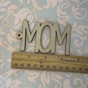 'MOM' Wood Wall Accent in Natural Beige